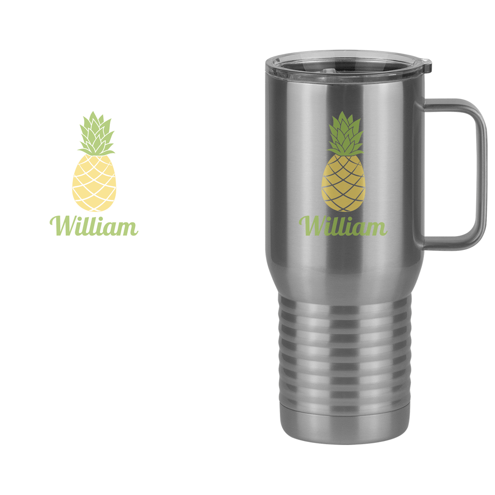 Personalized Beach Fun Travel Coffee Mug Tumbler with Handle (20 oz) - Pineapple - Design View