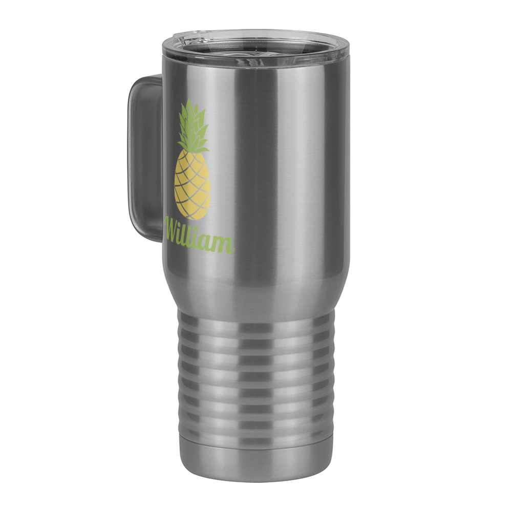 Personalized Beach Fun Travel Coffee Mug Tumbler with Handle (20 oz) - Pineapple - Front Left View