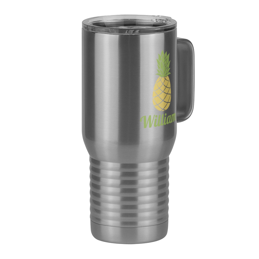Personalized Beach Fun Travel Coffee Mug Tumbler with Handle (20 oz) - Pineapple - Front Right View