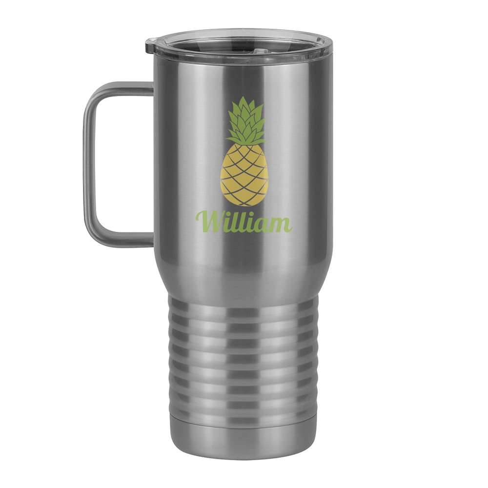 Personalized Beach Fun Travel Coffee Mug Tumbler with Handle (20 oz) - Pineapple - Left View