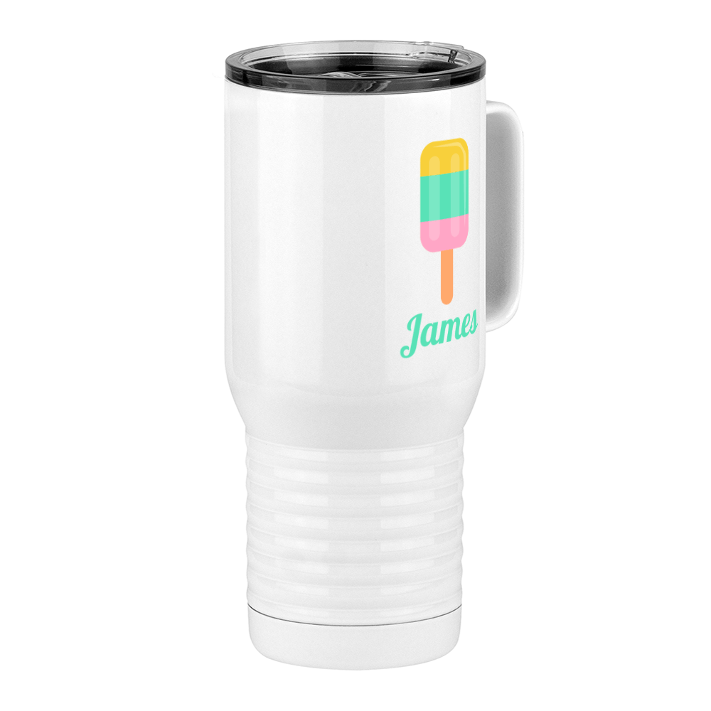 Personalized Beach Fun Travel Coffee Mug Tumbler with Handle (20 oz) - Popsicle - Front Right View