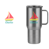 Thumbnail for Personalized Beach Fun Travel Coffee Mug Tumbler with Handle (20 oz) - Sailboat - Design View