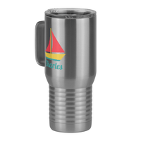 Thumbnail for Personalized Beach Fun Travel Coffee Mug Tumbler with Handle (20 oz) - Sailboat - Front Left View