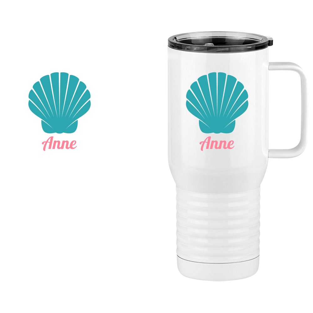 Personalized Beach Fun Travel Coffee Mug Tumbler with Handle (20 oz) - Seashell - Design View