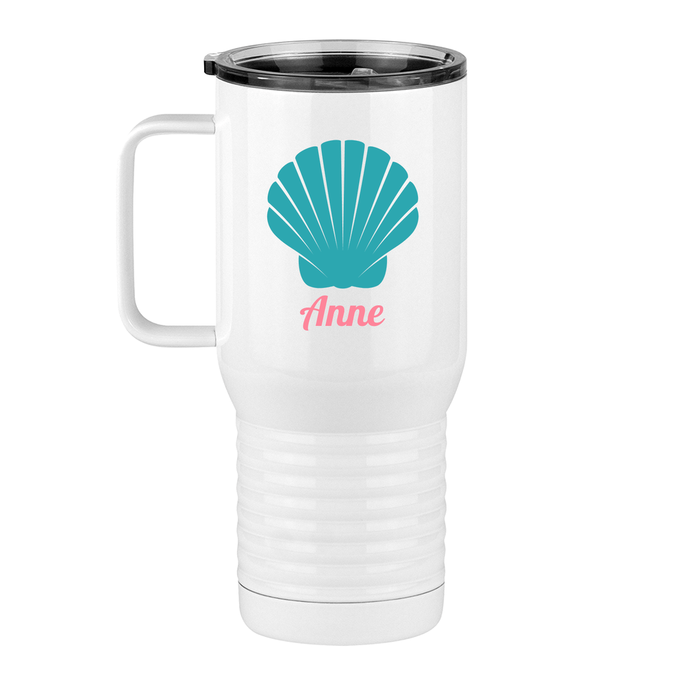 Personalized Beach Fun Travel Coffee Mug Tumbler with Handle (20 oz) - Seashell - Left View
