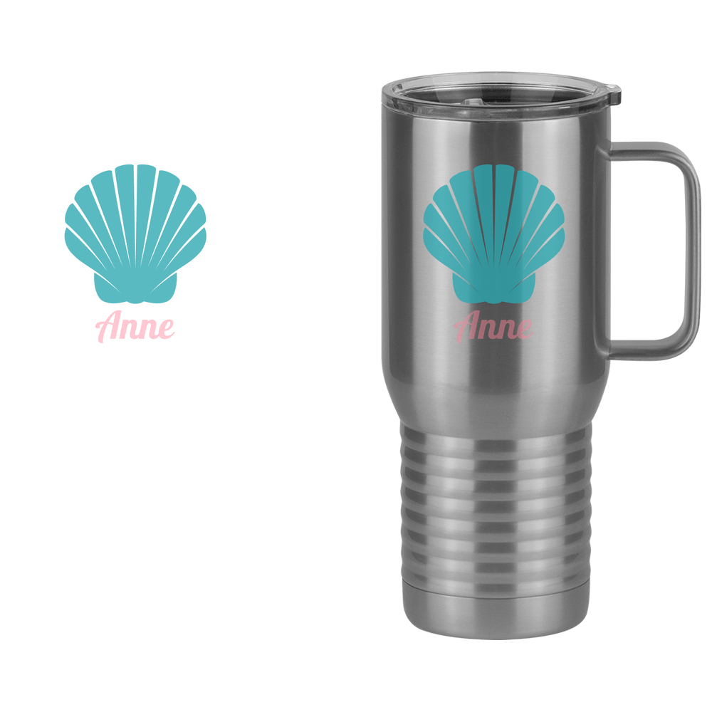 Personalized Beach Fun Travel Coffee Mug Tumbler with Handle (20 oz) - Seashell - Design View