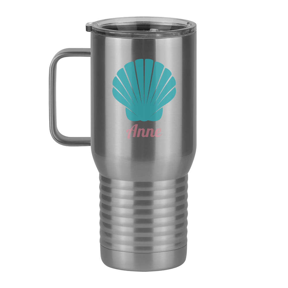 Personalized Beach Fun Travel Coffee Mug Tumbler with Handle (20 oz) - Seashell - Left View