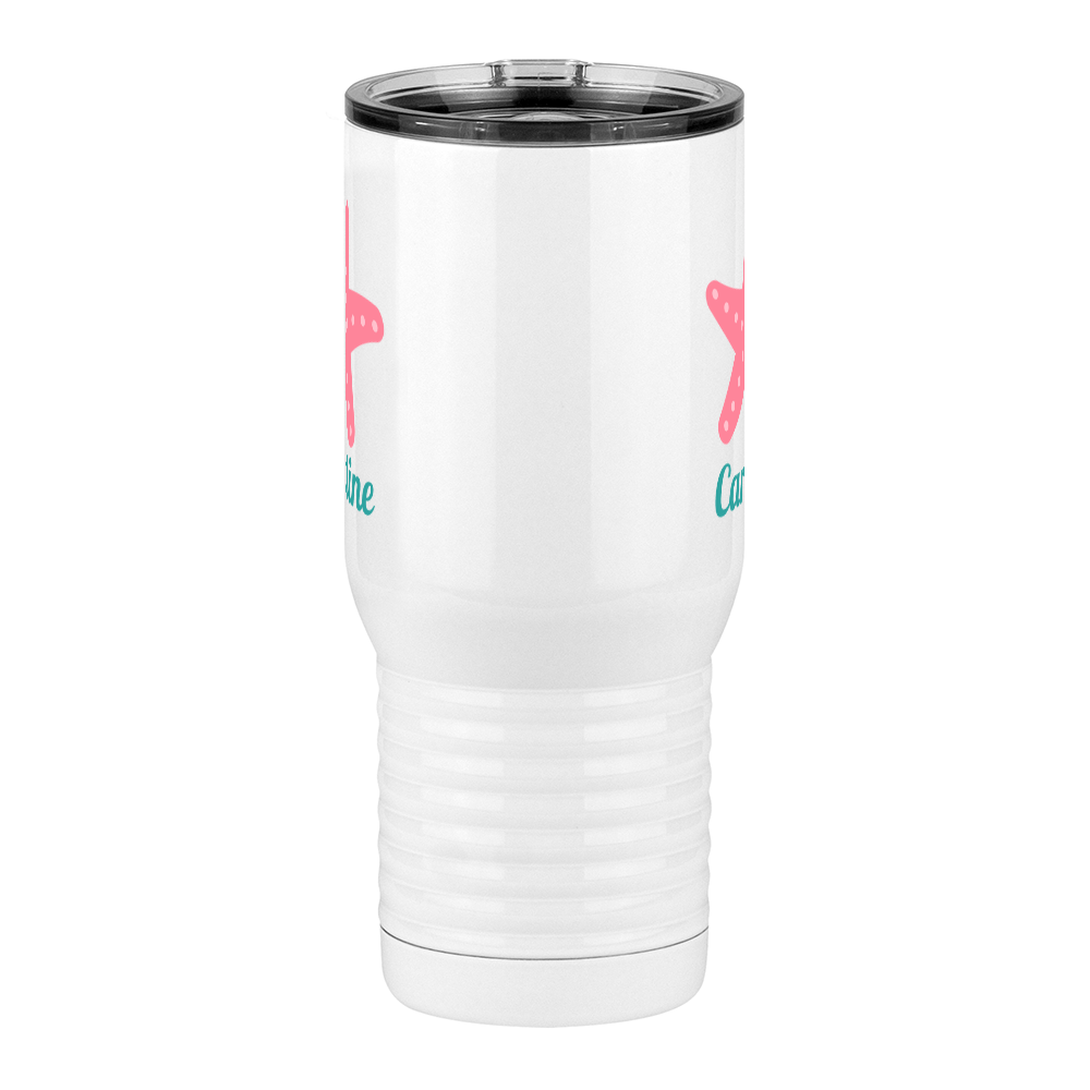 Personalized Beach Fun Travel Coffee Mug Tumbler with Handle (20 oz) - Starfish - Front View