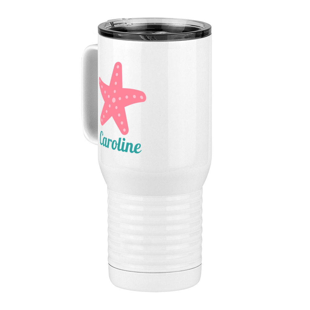Personalized Beach Fun Travel Coffee Mug Tumbler with Handle (20 oz) - Starfish - Front Left View