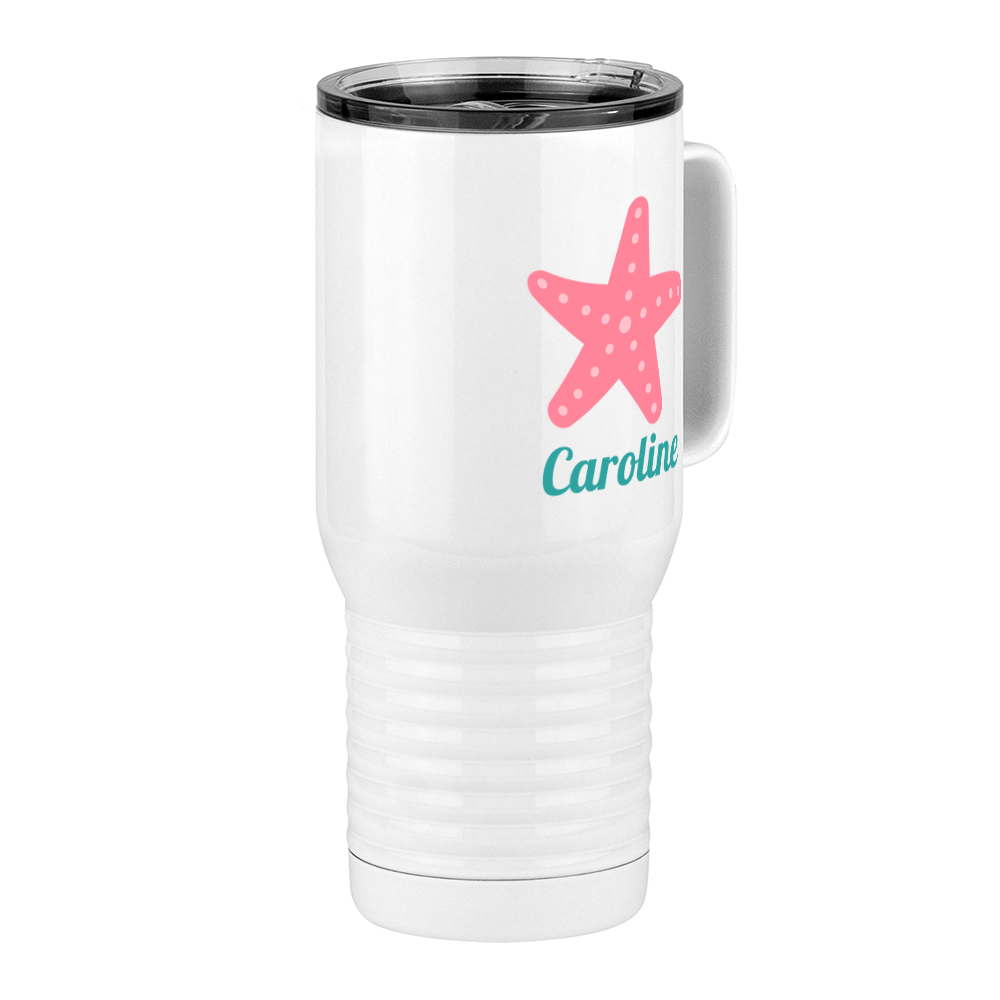Personalized Beach Fun Travel Coffee Mug Tumbler with Handle (20 oz) - Starfish - Front Right View