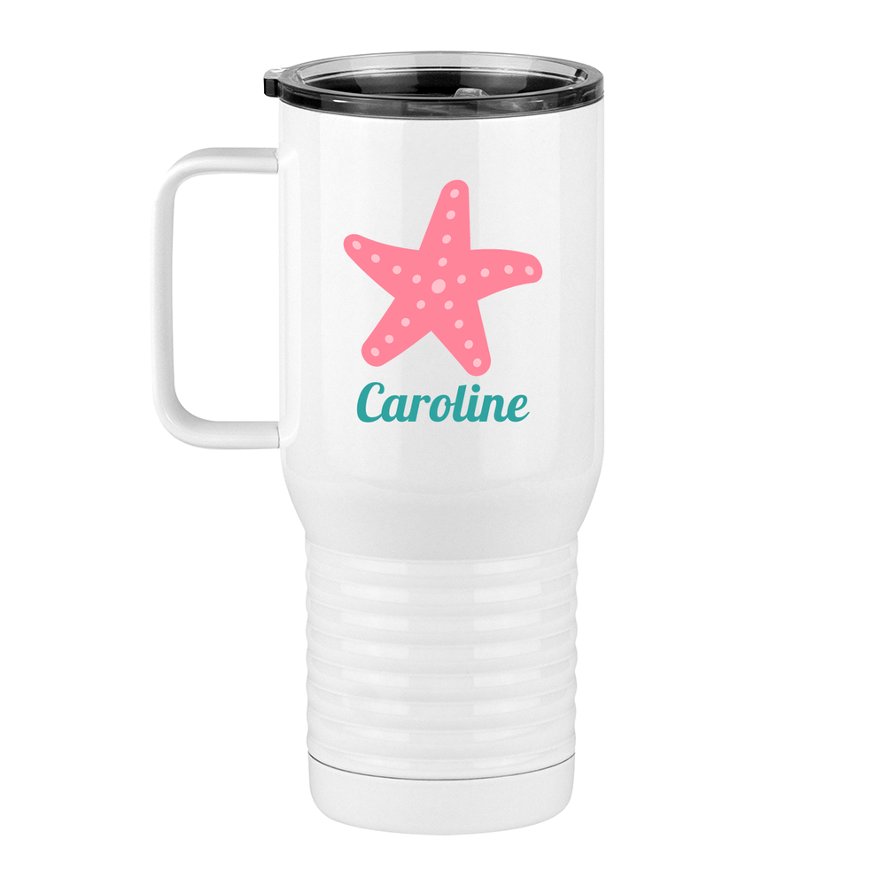 Personalized Beach Fun Travel Coffee Mug Tumbler with Handle (20 oz) - Starfish - Left View
