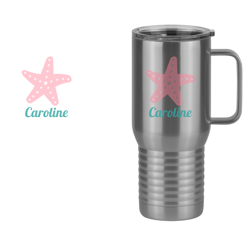 Personalized Beach Fun Travel Coffee Mug Tumbler with Handle (20 oz) - Starfish - Design View
