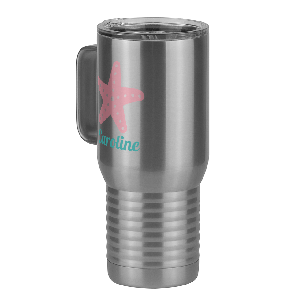 Personalized Beach Fun Travel Coffee Mug Tumbler with Handle (20 oz) - Starfish - Front Left View