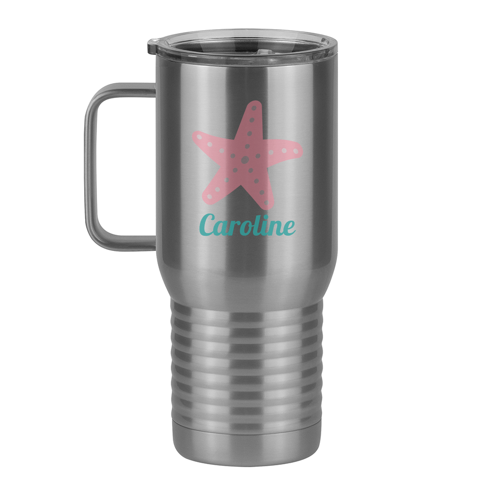 Personalized Beach Fun Travel Coffee Mug Tumbler with Handle (20 oz) - Starfish - Left View