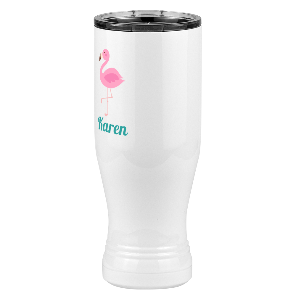 Personalized Beach Fun Pilsner Tumbler (20 oz) - Flamingo - Front Left View