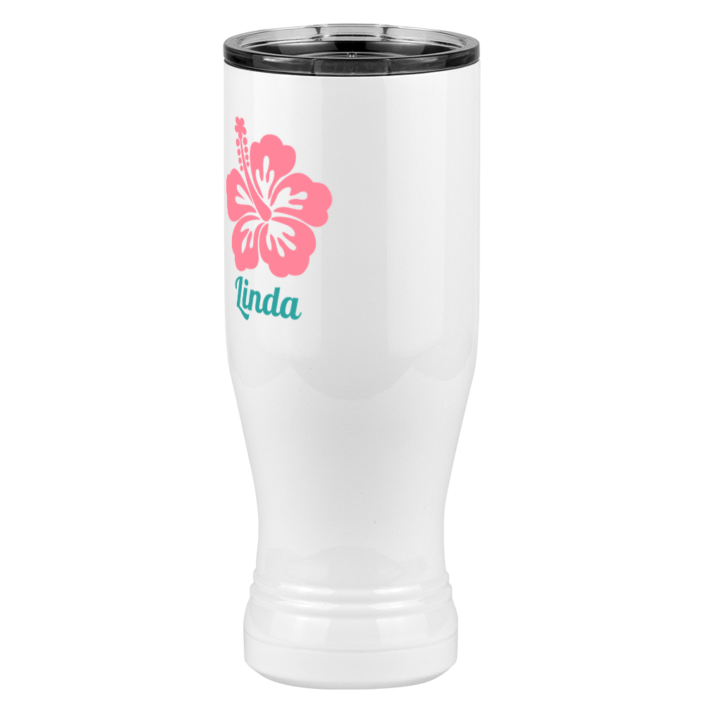 Personalized Beach Fun Pilsner Tumbler (20 oz) - Hibiscus - Front Left View