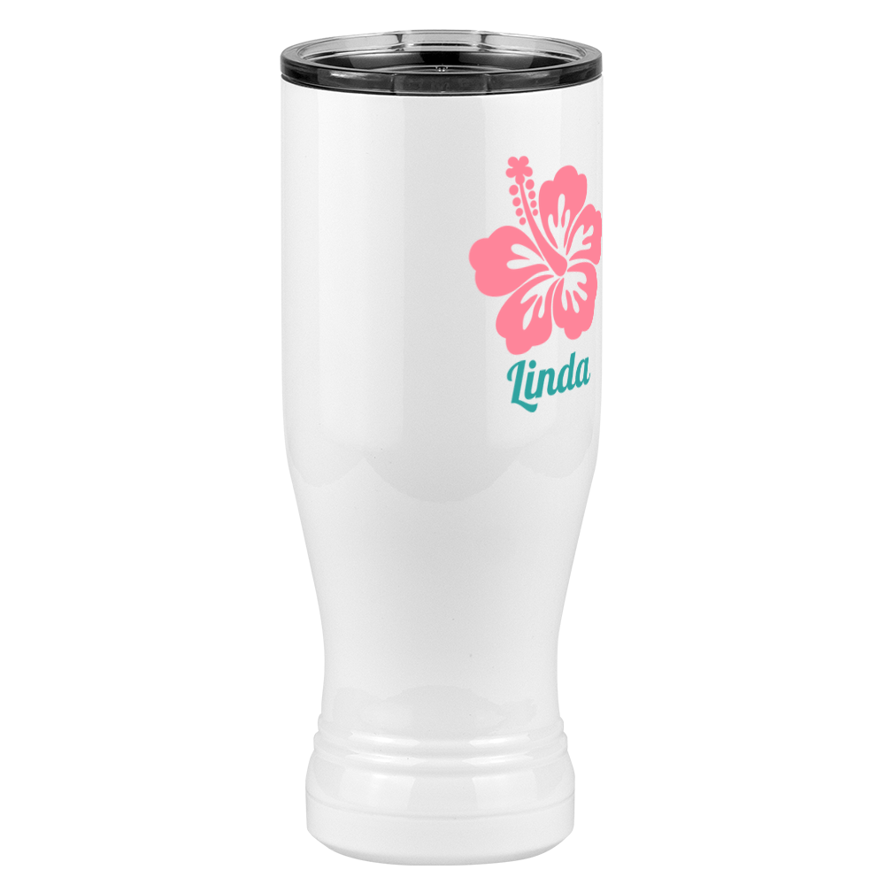 Personalized Beach Fun Pilsner Tumbler (20 oz) - Hibiscus - Front Right View