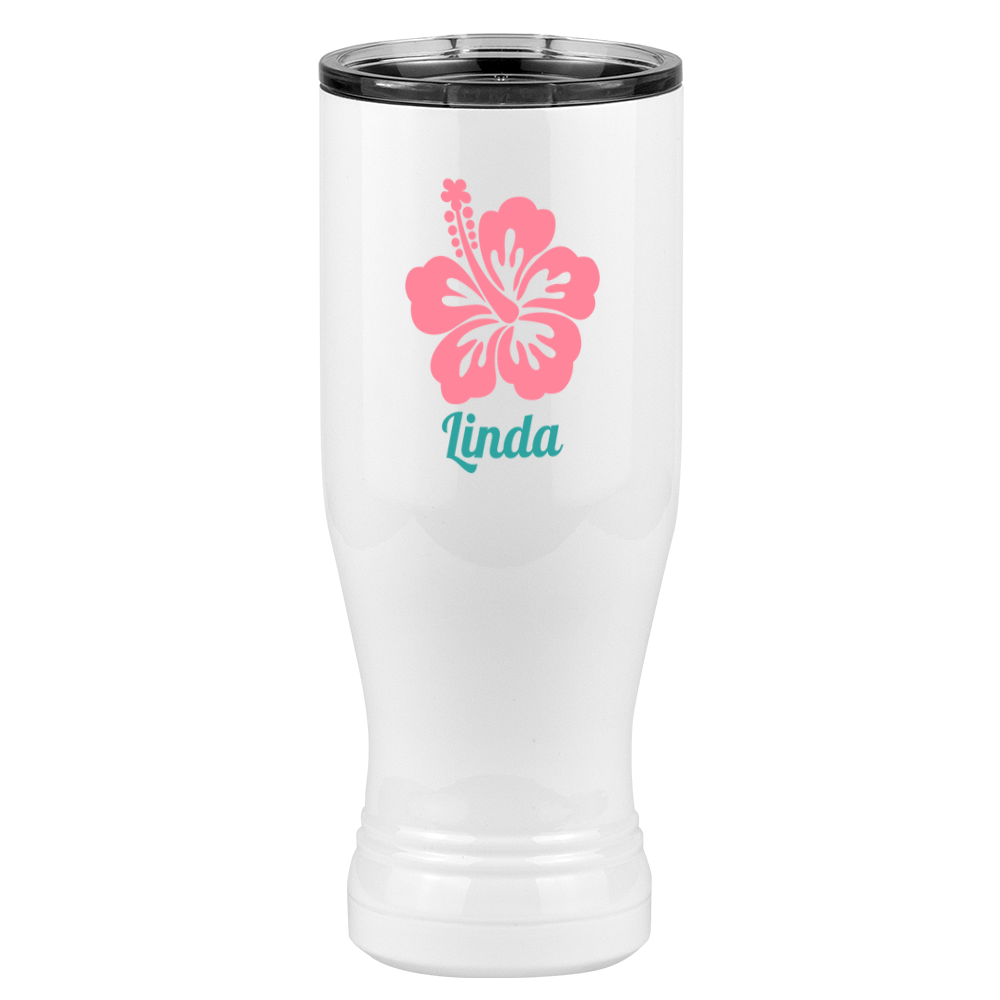 Personalized Beach Fun Pilsner Tumbler (20 oz) - Hibiscus - Right View