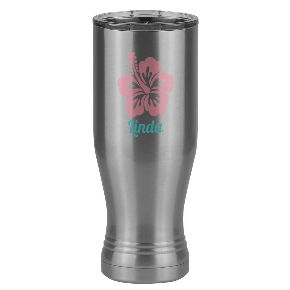 Personalized Beach Fun Pilsner Tumbler (20 oz) - Hibiscus - Right View