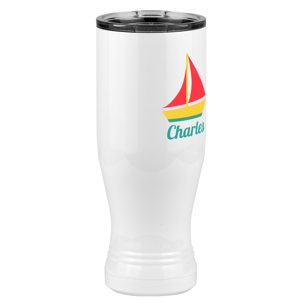 Personalized Beach Fun Pilsner Tumbler (20 oz) - Sailboat - Front Right View