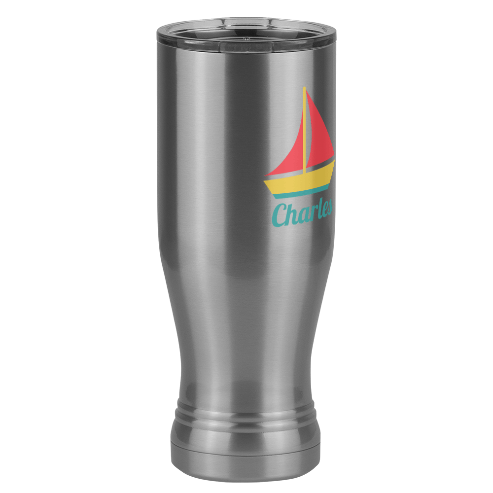 Personalized Beach Fun Pilsner Tumbler (20 oz) - Sailboat - Front Right View