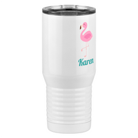 Thumbnail for Personalized Beach Fun Tall Travel Tumbler (20 oz) - Flamingo - Front Right View
