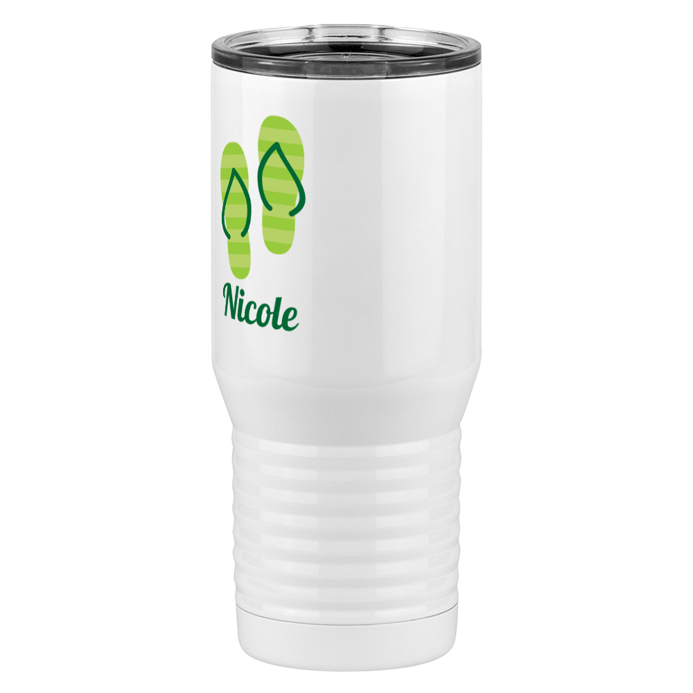 Personalized Beach Fun Tall Travel Tumbler (20 oz) - Flip Flops - Front Left View