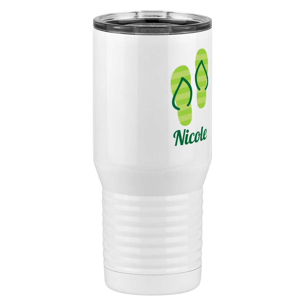 Personalized Beach Fun Tall Travel Tumbler (20 oz) - Flip Flops - Front Right View