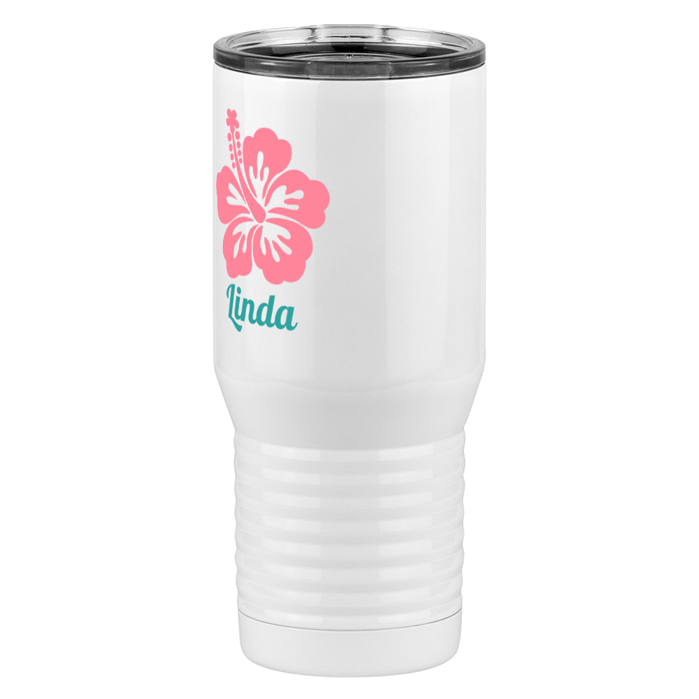 Personalized Beach Fun Tall Travel Tumbler (20 oz) - Hibiscus - Front Left View