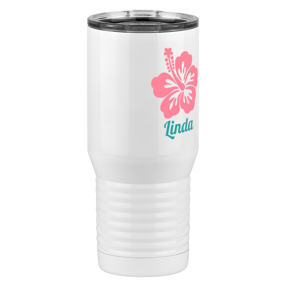Personalized Beach Fun Tall Travel Tumbler (20 oz) - Hibiscus - Front Right View