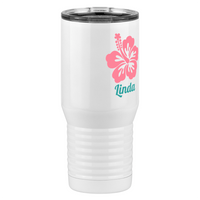 Thumbnail for Personalized Beach Fun Tall Travel Tumbler (20 oz) - Hibiscus - Front Right View
