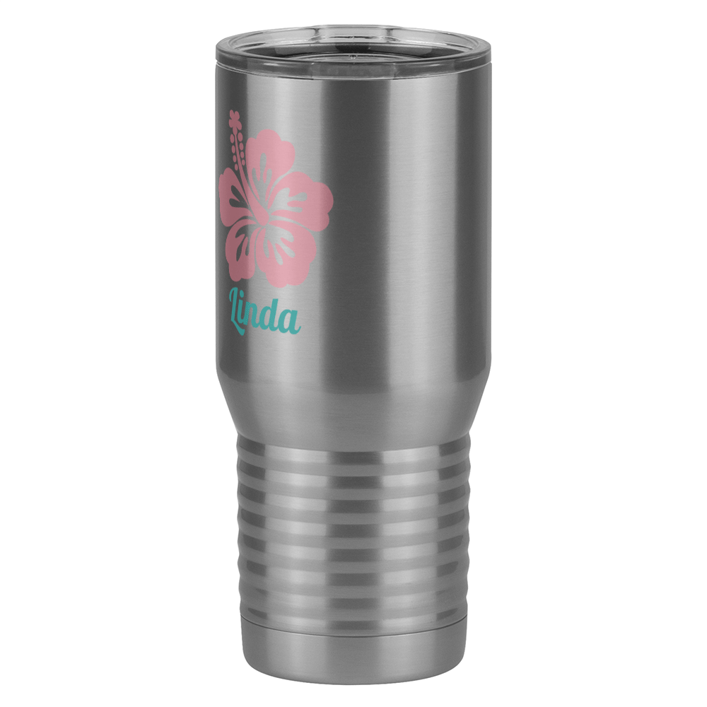 Personalized Beach Fun Tall Travel Tumbler (20 oz) - Hibiscus - Front Left View