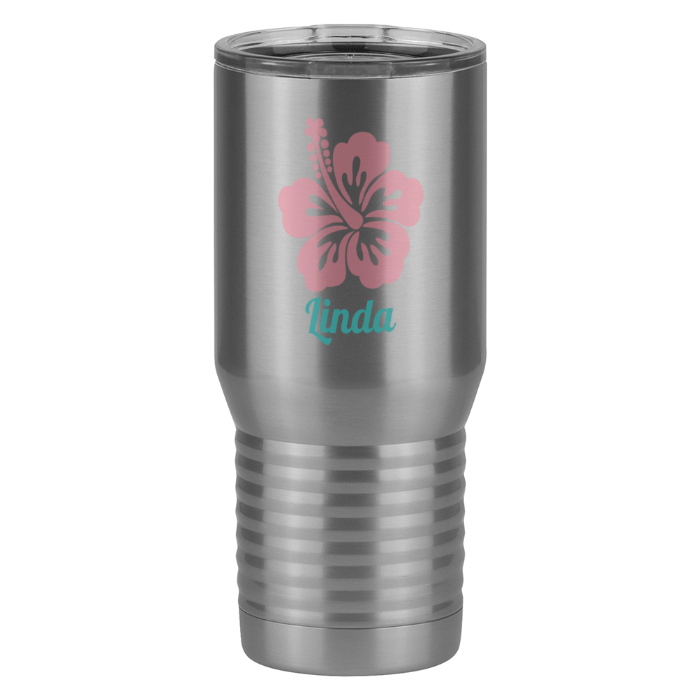 Personalized Beach Fun Tall Travel Tumbler (20 oz) - Hibiscus - Right View