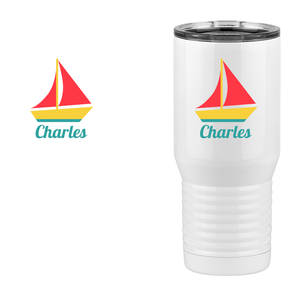 Personalized Beach Fun Tall Travel Tumbler (20 oz) - Sailboat - Design View