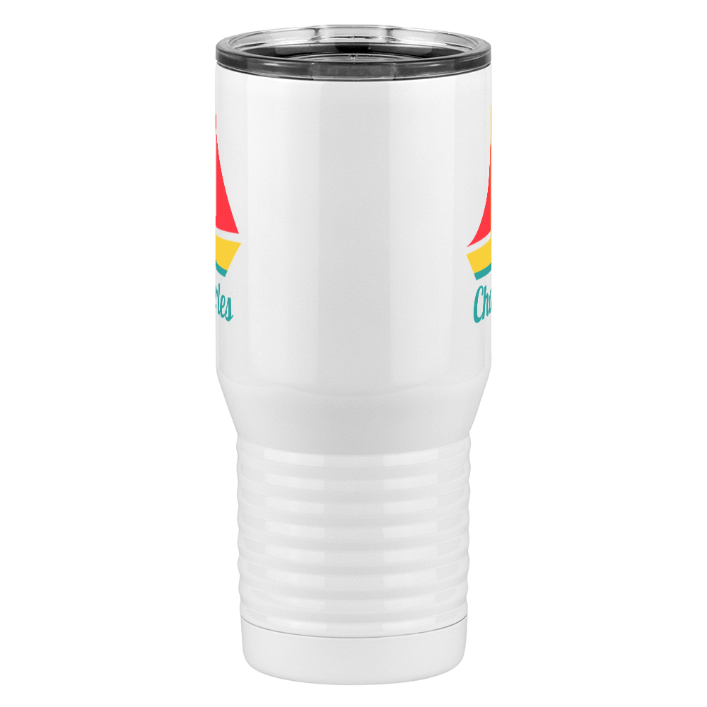 Personalized Beach Fun Tall Travel Tumbler (20 oz) - Sailboat - Front View
