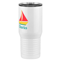 Thumbnail for Personalized Beach Fun Tall Travel Tumbler (20 oz) - Sailboat - Front Left View
