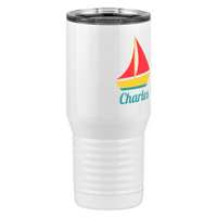 Thumbnail for Personalized Beach Fun Tall Travel Tumbler (20 oz) - Sailboat - Front Right View