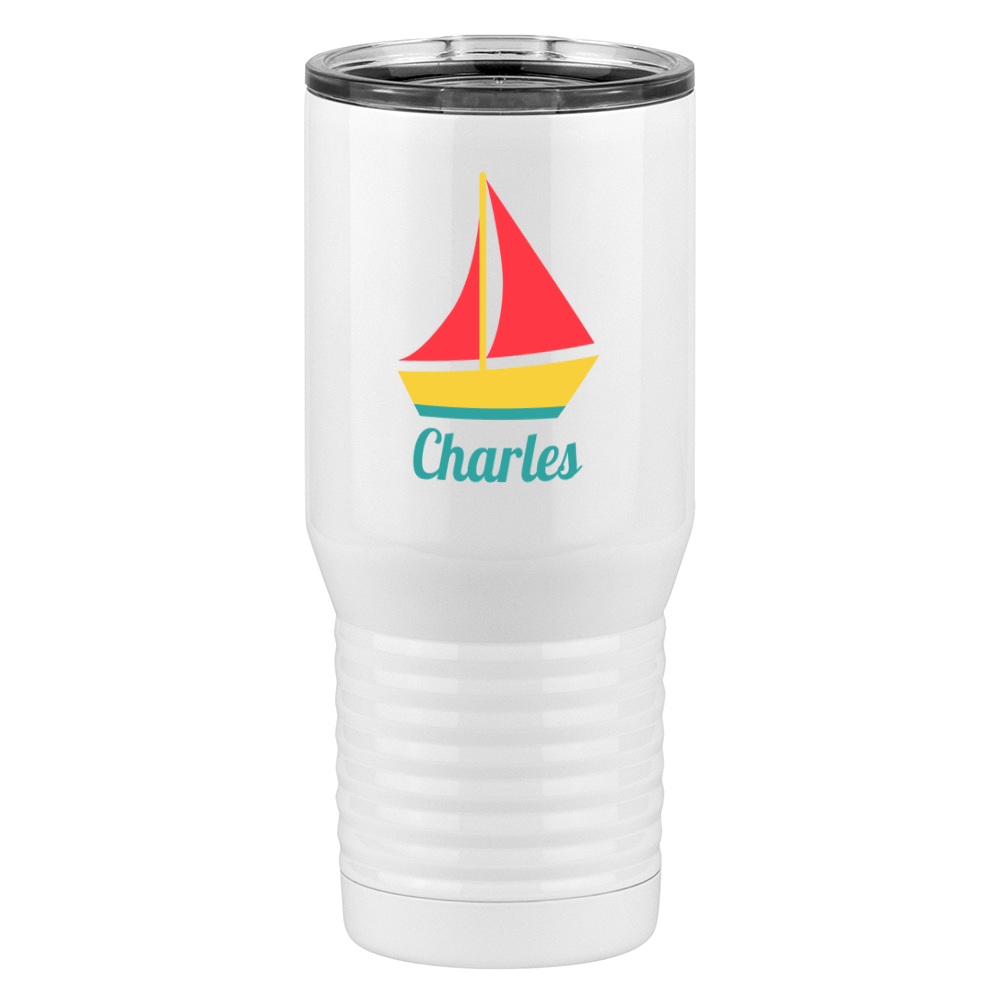 Personalized Beach Fun Tall Travel Tumbler (20 oz) - Sailboat - Left View