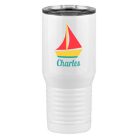 Thumbnail for Personalized Beach Fun Tall Travel Tumbler (20 oz) - Sailboat - Left View