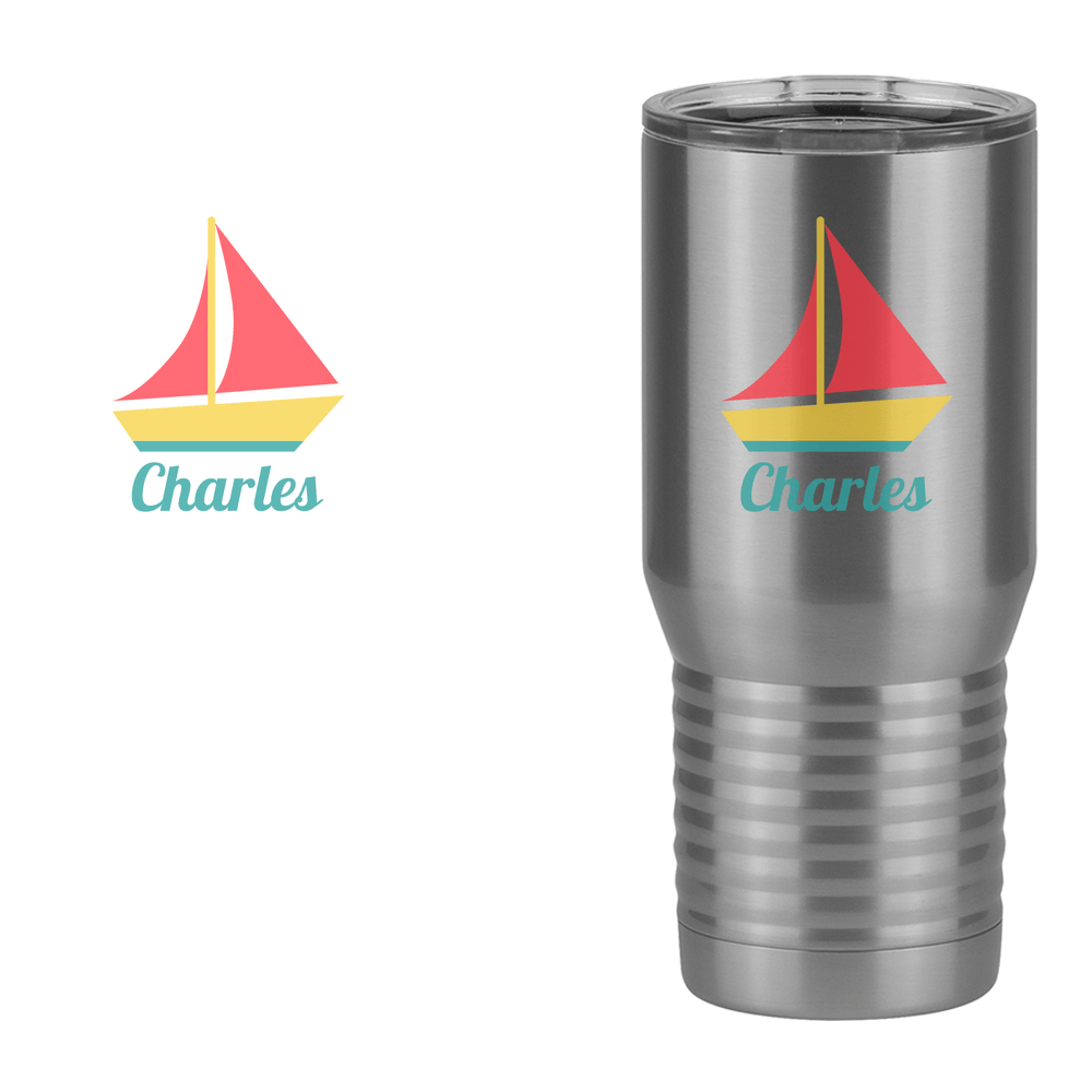 Personalized Beach Fun Tall Travel Tumbler (20 oz) - Sailboat - Design View