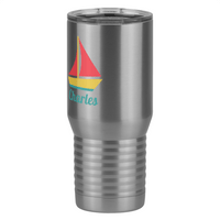 Thumbnail for Personalized Beach Fun Tall Travel Tumbler (20 oz) - Sailboat - Front Left View