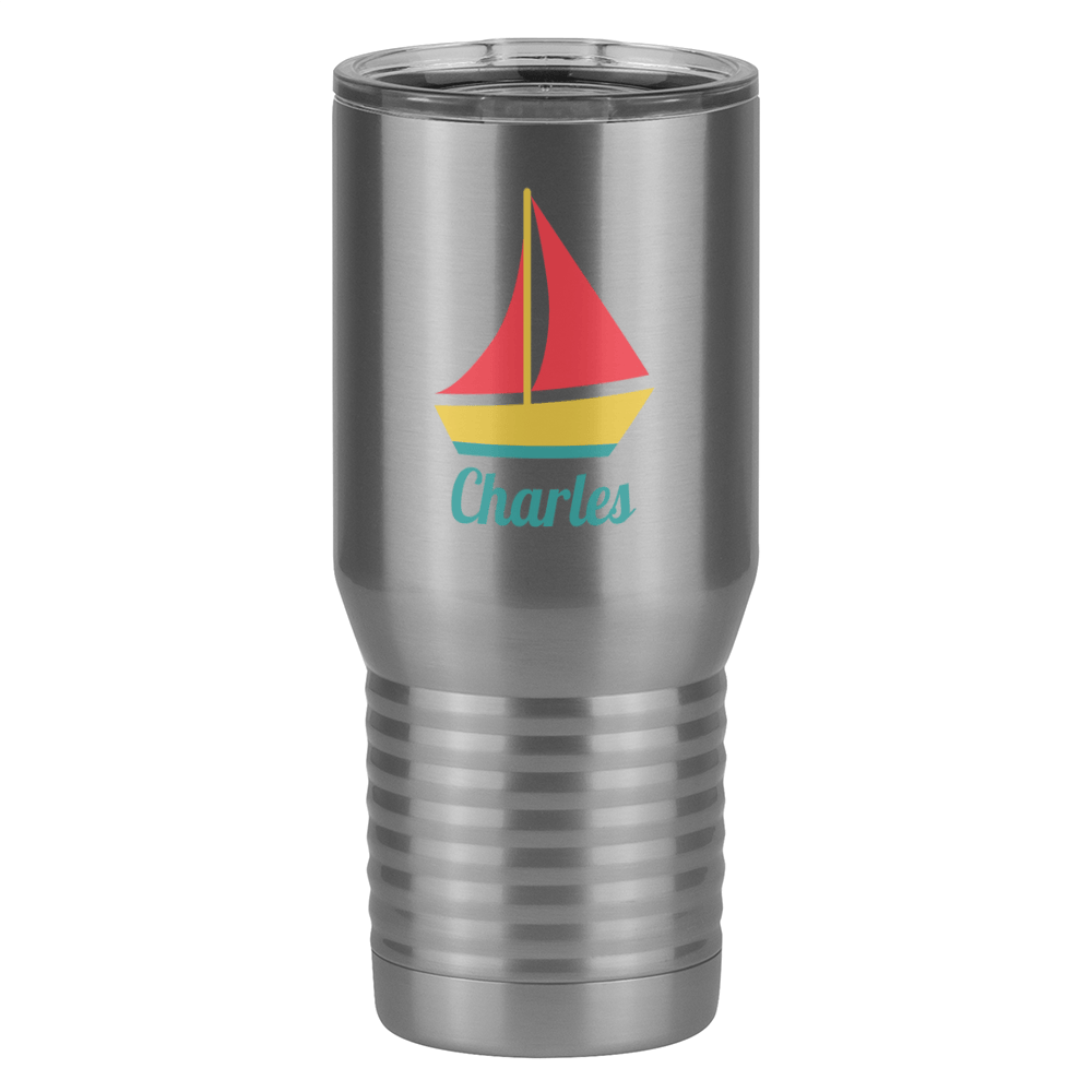Personalized Beach Fun Tall Travel Tumbler (20 oz) - Sailboat - Left View