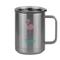 Thumbnail for Personalized Beach Fun Coffee Mug Tumbler with Handle (15 oz) - Flamingo - Right View