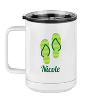 Thumbnail for Personalized Beach Fun Coffee Mug Tumbler with Handle (15 oz) - Flip Flops - Left View