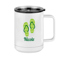 Thumbnail for Personalized Beach Fun Coffee Mug Tumbler with Handle (15 oz) - Flip Flops - Right View