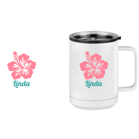 Thumbnail for Personalized Beach Fun Coffee Mug Tumbler with Handle (15 oz) - Hibiscus - Design View