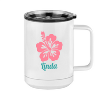 Thumbnail for Personalized Beach Fun Coffee Mug Tumbler with Handle (15 oz) - Hibiscus - Right View