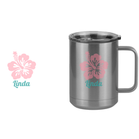 Thumbnail for Personalized Beach Fun Coffee Mug Tumbler with Handle (15 oz) - Hibiscus - Design View