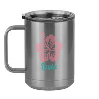 Thumbnail for Personalized Beach Fun Coffee Mug Tumbler with Handle (15 oz) - Hibiscus - Left View