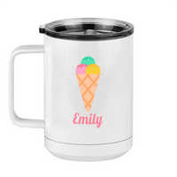 Thumbnail for Personalized Beach Fun Coffee Mug Tumbler with Handle (15 oz) - Ice Cream Cone - Left View